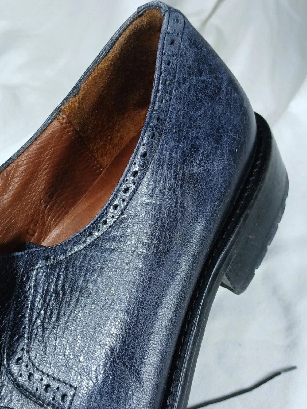 Alan Payne Men's Black Blue Leather Dress Shoes - Classic Lace-Up
